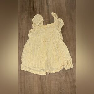 H&M Light Yellow Striped Ruffle-Shoulder One-Piece